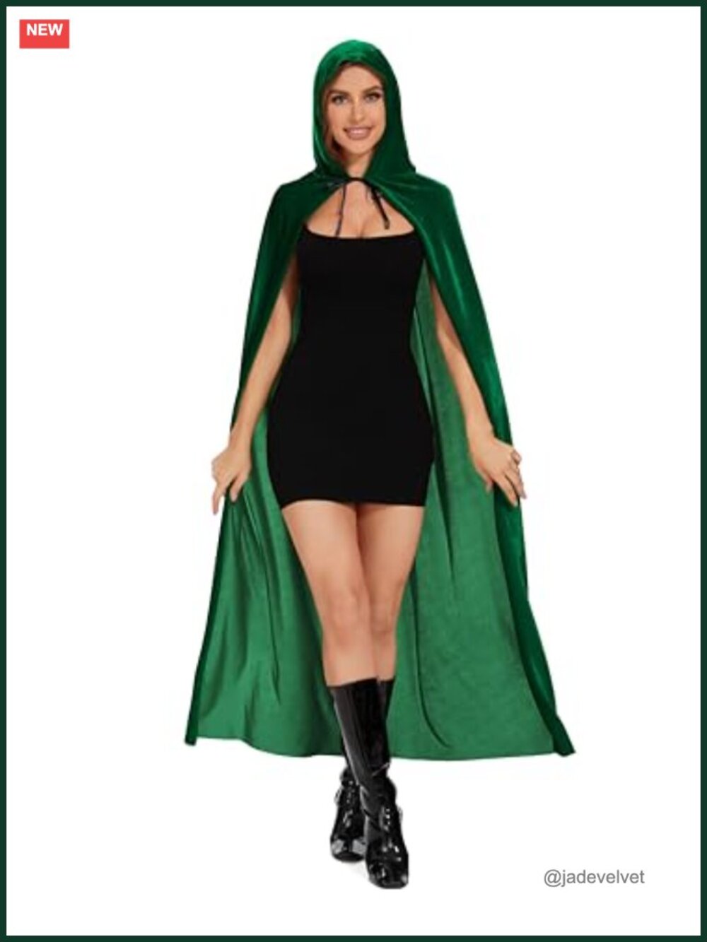 Velvet Hooded Cape Cosplay Cloak with Ribbon Ties Oversized Hood